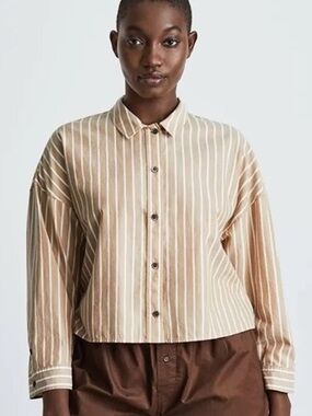 Everlane The Woven PJ Top Cropped Medium NWOT